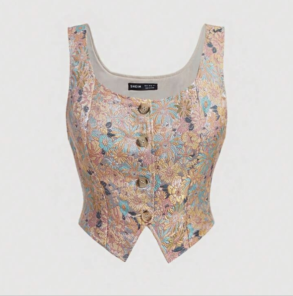 SHEIN Pink and Blue Crop Top